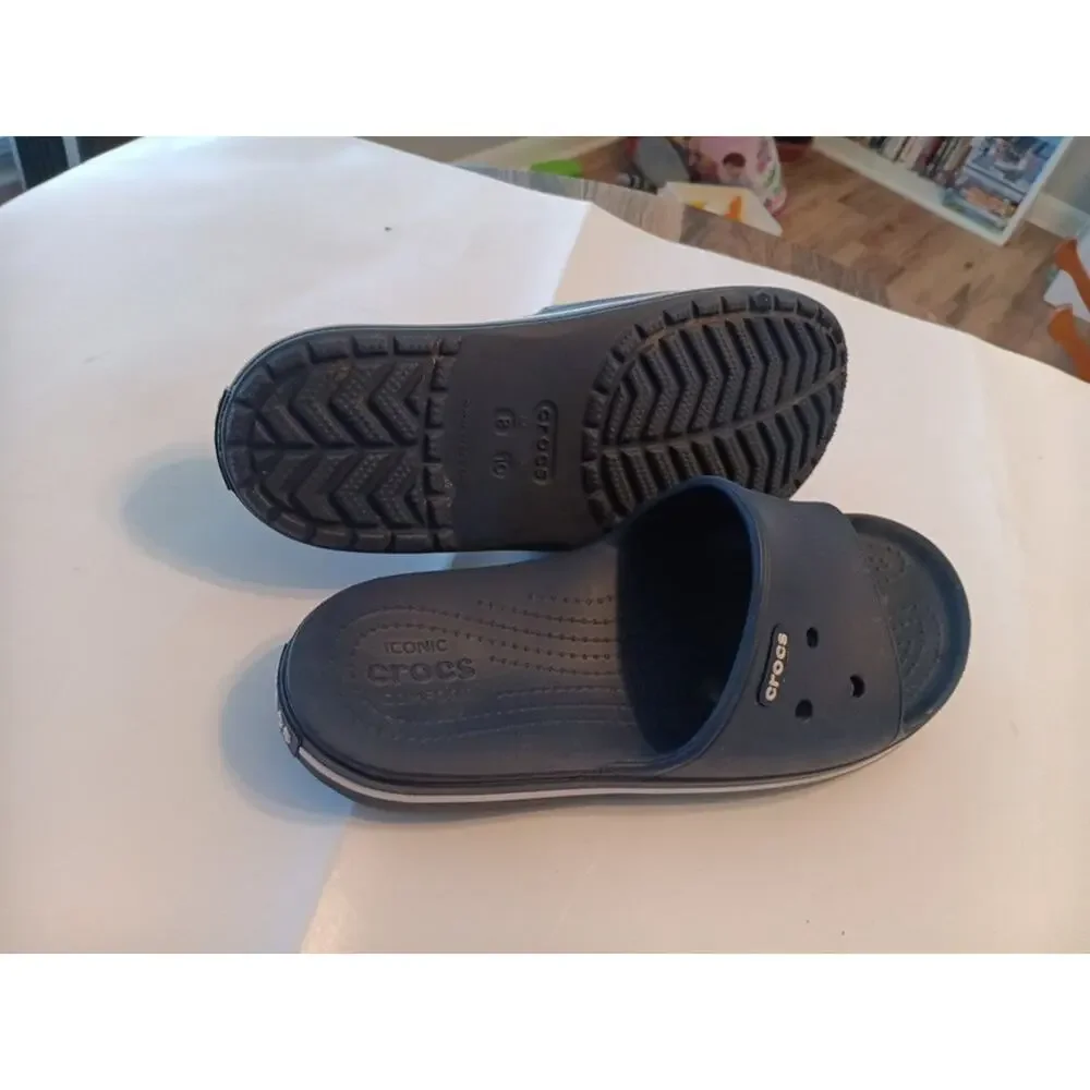 Crocs Slides NAVY Size Womens 10, Mens 8 GREAT CONDITION